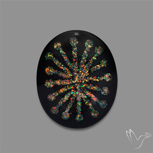 Crushed Opal Inlay Black Onyx With Quartz Doublet