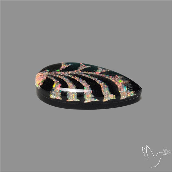 Crushed Opal Inlay Black Onyx With Quartz Doublet Flower pot inlay