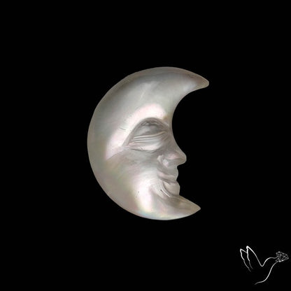 Mother of Pearl Doublet Moonface Crescent Carving Handcarved