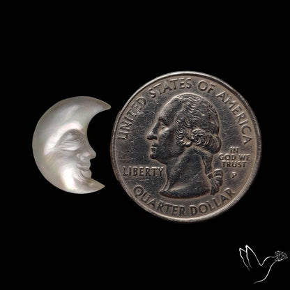 Mother of Pearl Doublet Moonface Crescent Carving Handcarved