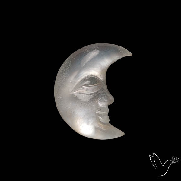 Mother of Pearl Doublet Moonface Crescent Carving Handcarved