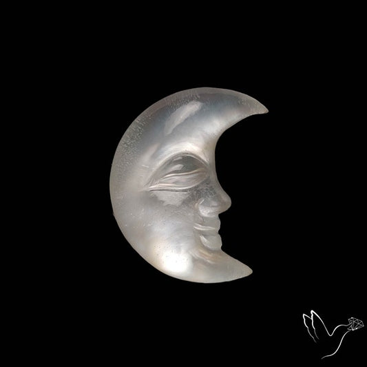 Mother of Pearl Doublet Moonface Crescent Carving Handcarved