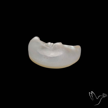 Mother of Pearl Doublet Moonface Crescent Carving Handcarved
