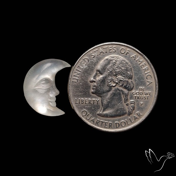 Mother of Pearl Doublet Moonface Crescent Carving Handcarved