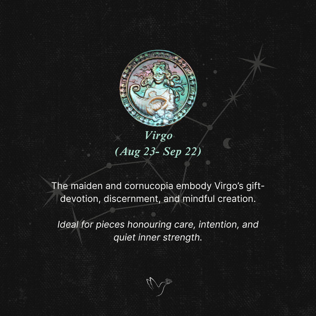 Zodiac Carving in Tahitian Rainbow Mother Of Pearls