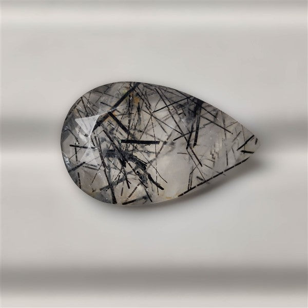 Faceted Black Tourmalinated Quartz