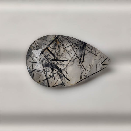 Faceted Black Tourmalinated Quartz