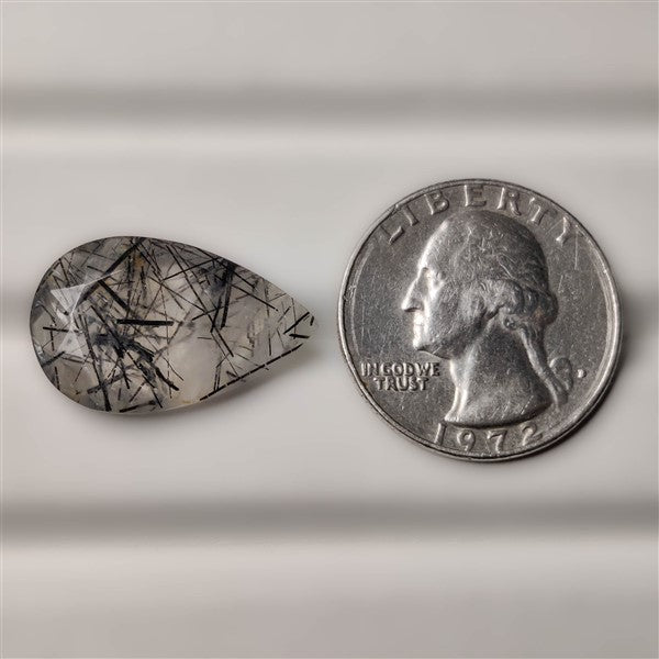 Faceted Black Tourmalinated Quartz