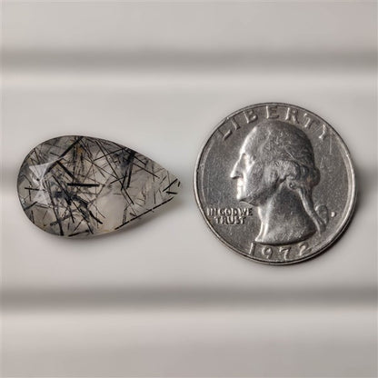 Faceted Black Tourmalinated Quartz