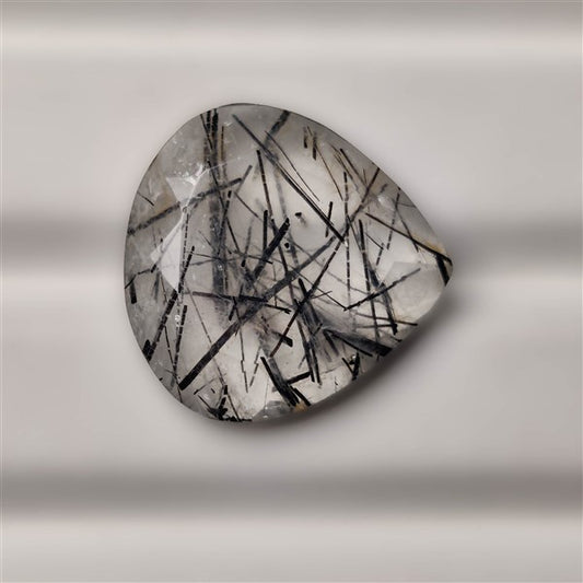 Faceted Black Tourmalinated Quartz