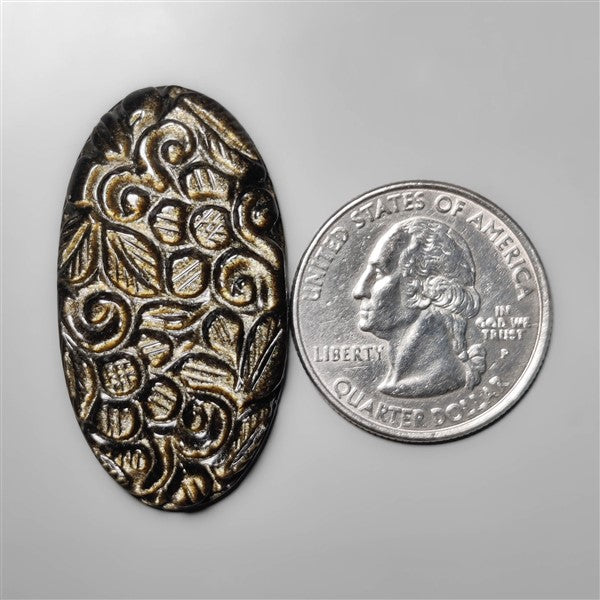 Goldsheen Obsidian Mughal Carving