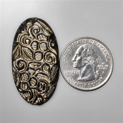 Goldsheen Obsidian Mughal Carving