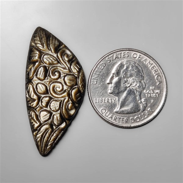 Goldsheen Obsidian Mughal Carving