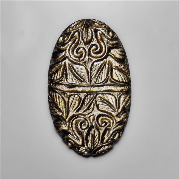 Goldsheen Obsidian Mughal Carving