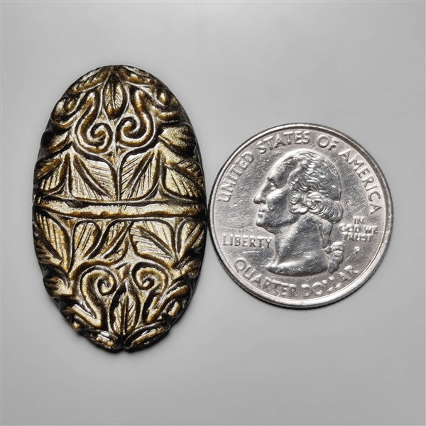 Goldsheen Obsidian Mughal Carving