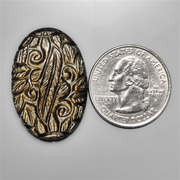 Goldsheen Obsidian Mughal Carving
