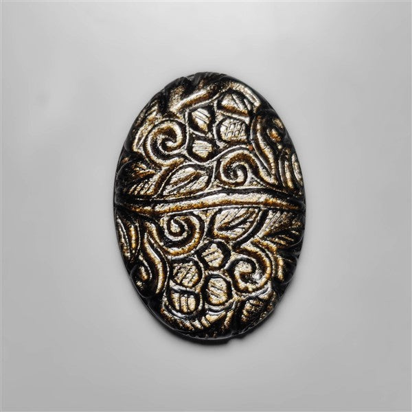 Goldsheen Obsidian Mughal Carving