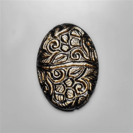 Goldsheen Obsidian Mughal Carving