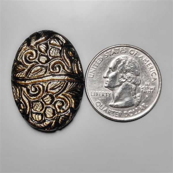 Goldsheen Obsidian Mughal Carving