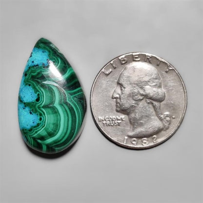 Chrysocolla In Malachite Cabochon
