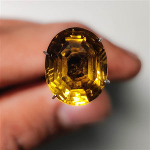 Concave Cut Faceted Honey Quartz