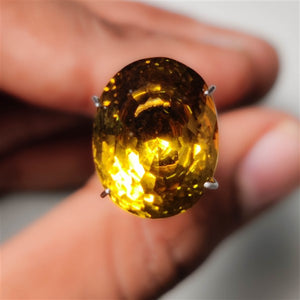 Concave Cut Faceted Honey Quartz