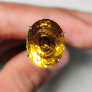 Concave Cut Faceted Honey Quartz