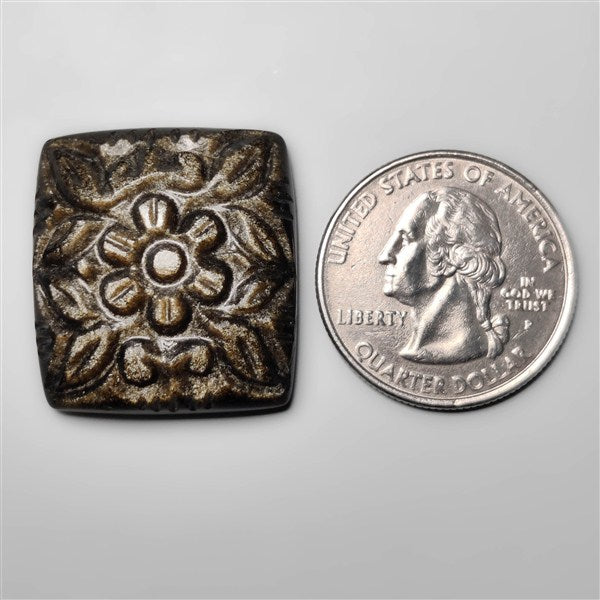Goldsheen Obsidian Mughal Carving
