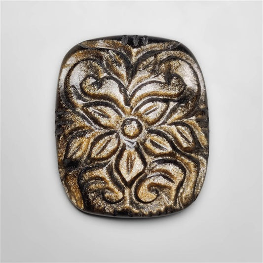 Goldsheen Obsidian Mughal Carving