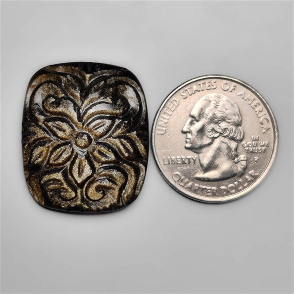 Goldsheen Obsidian Mughal Carving