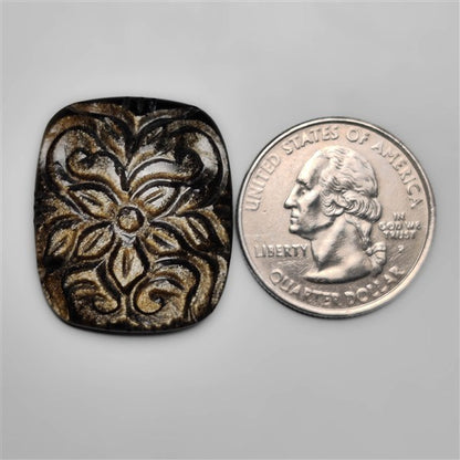 Goldsheen Obsidian Mughal Carving