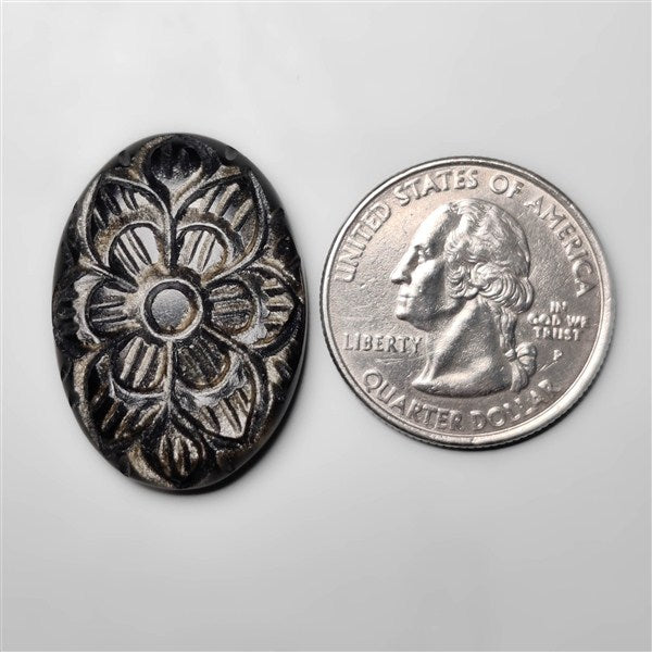 Goldsheen Obsidian Mughal Carving