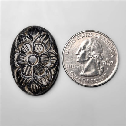 Goldsheen Obsidian Mughal Carving