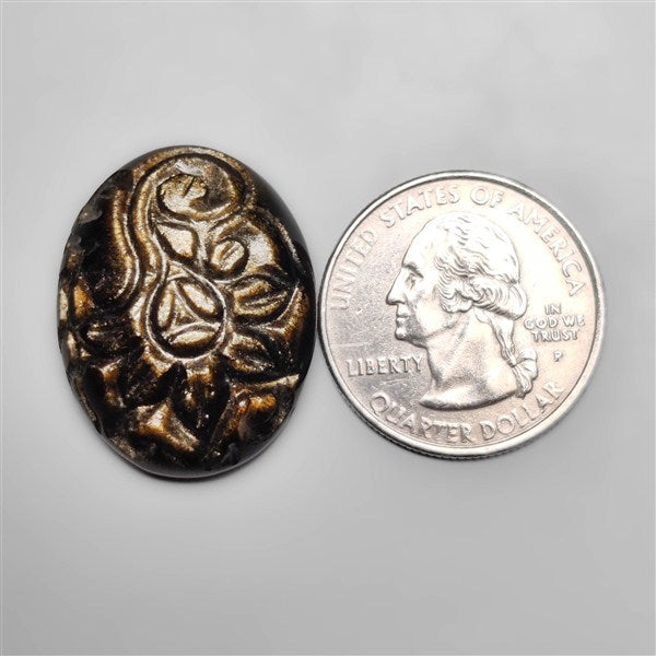 Goldsheen Obsidian Mughal Carving