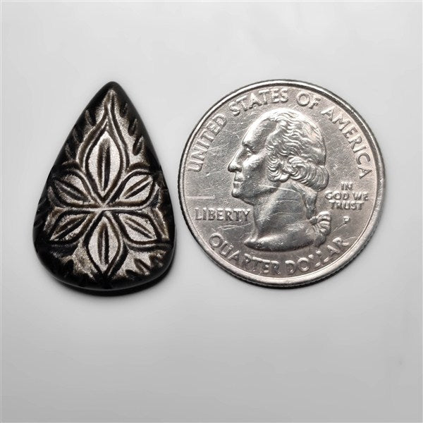 Goldsheen Obsidian Mughal Carving