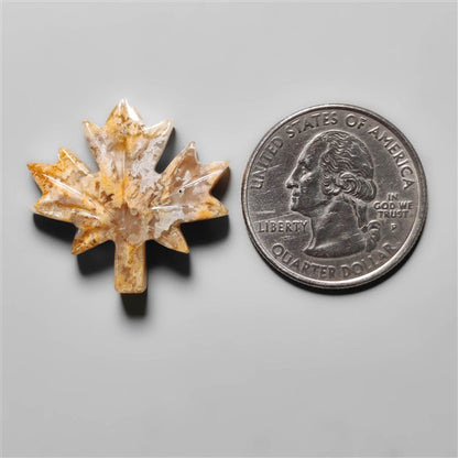 Plume Agate Maple Leaf Carving