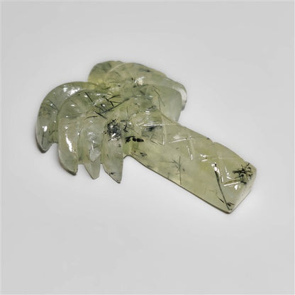 Black Tourmalinated Prehnite Tree Carving