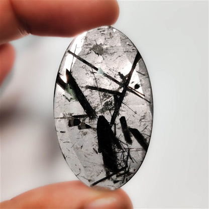 Rose Cut Black Tourmalinated Quartz
