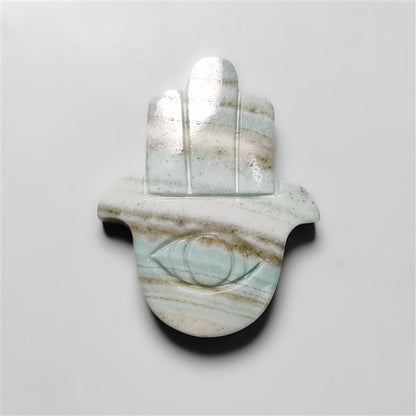 Saturn Chalcedony Evil Eye Hamsa Carving