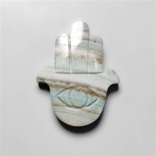 Saturn Chalcedony Evil Eye Hamsa Carving