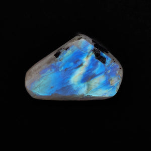 Raw Rainbow Moonstone with Black Tourmaline Inclusion Slice