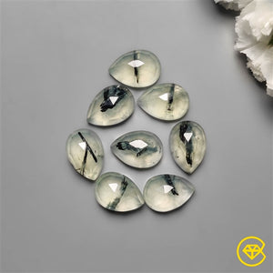 10X7 mm Rose Cut Tourmalinated Prehnites Calibrated Lot