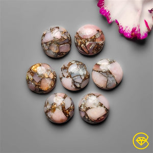 12X12 mm Pink Opal Mosaic Mohave Turquoise Round Calibrated Lot