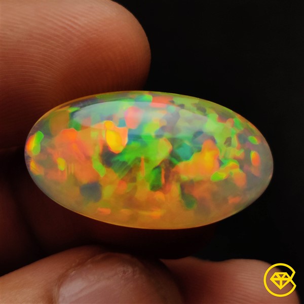 Faceted Ethiopian Welo Black Cabochon Opal