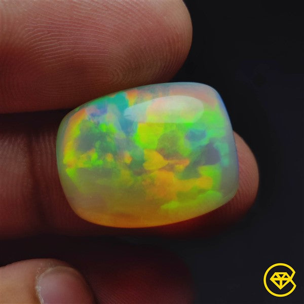 Faceted Ethiopian Welo Black Cabochon Opal