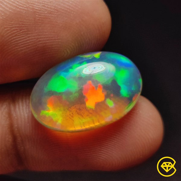 Faceted Ethiopian Welo Black Cabochon Opal