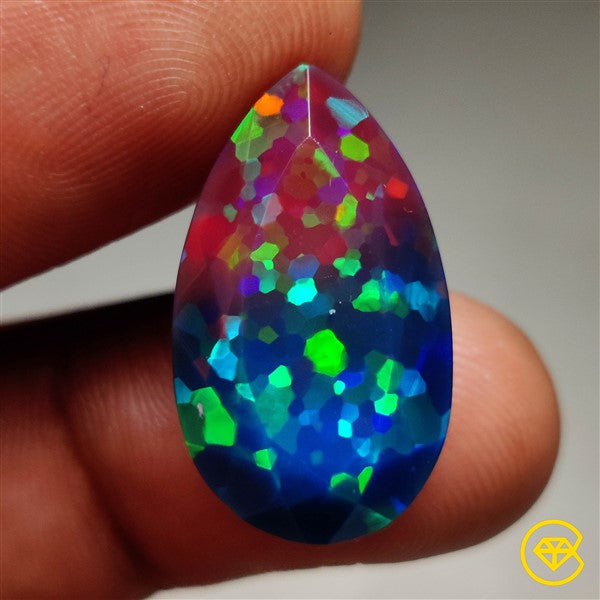Faceted Ethiopian Welo Black Cabochon Opal