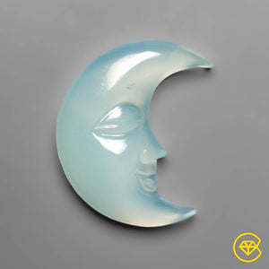 16 Carat Aqua Chalcedony Moonface Crescent Carving 25X23X5 mm From Brazil