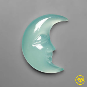 15 Carat Aqua Chalcedony Moonface Crescent Carving 25X20X5 mm From Brazil