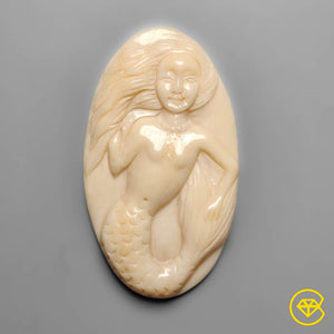 67 ct Buffalo Bone Mermaid Carving 55X32X6 mm From Mexico